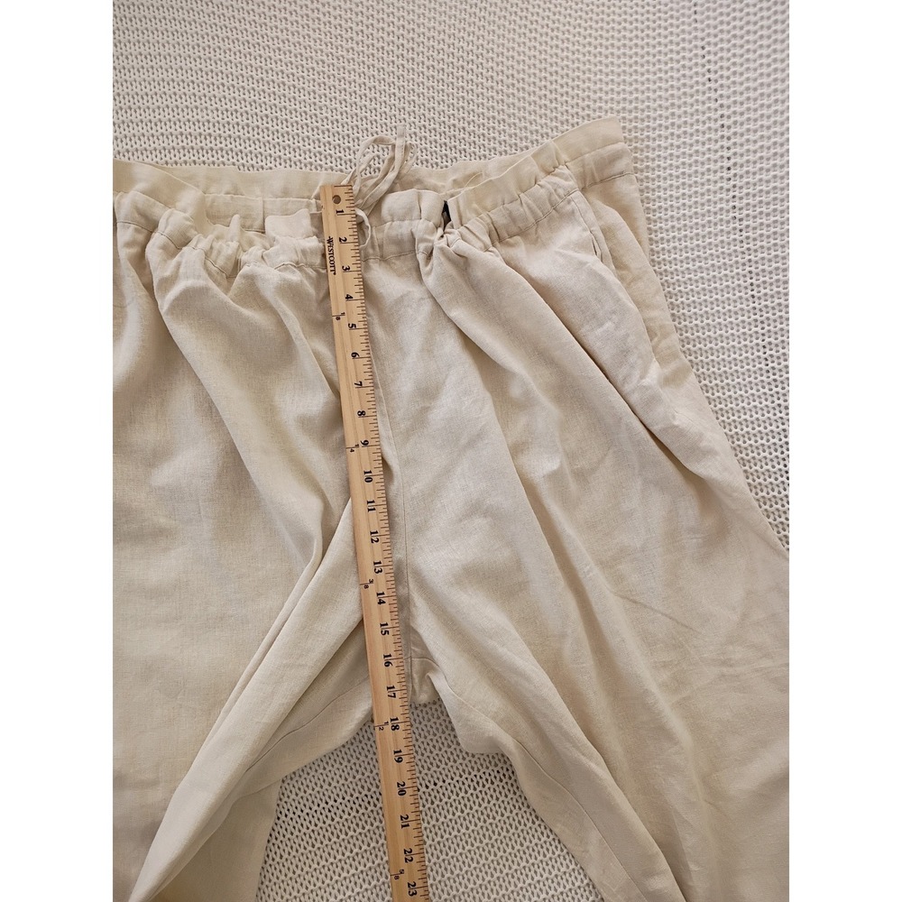 NWT ELOQUI Linen Blend Paperbag Waist Cropped Pants Beige Fits L/XL $XXX Coastal - Picture 6 of 14